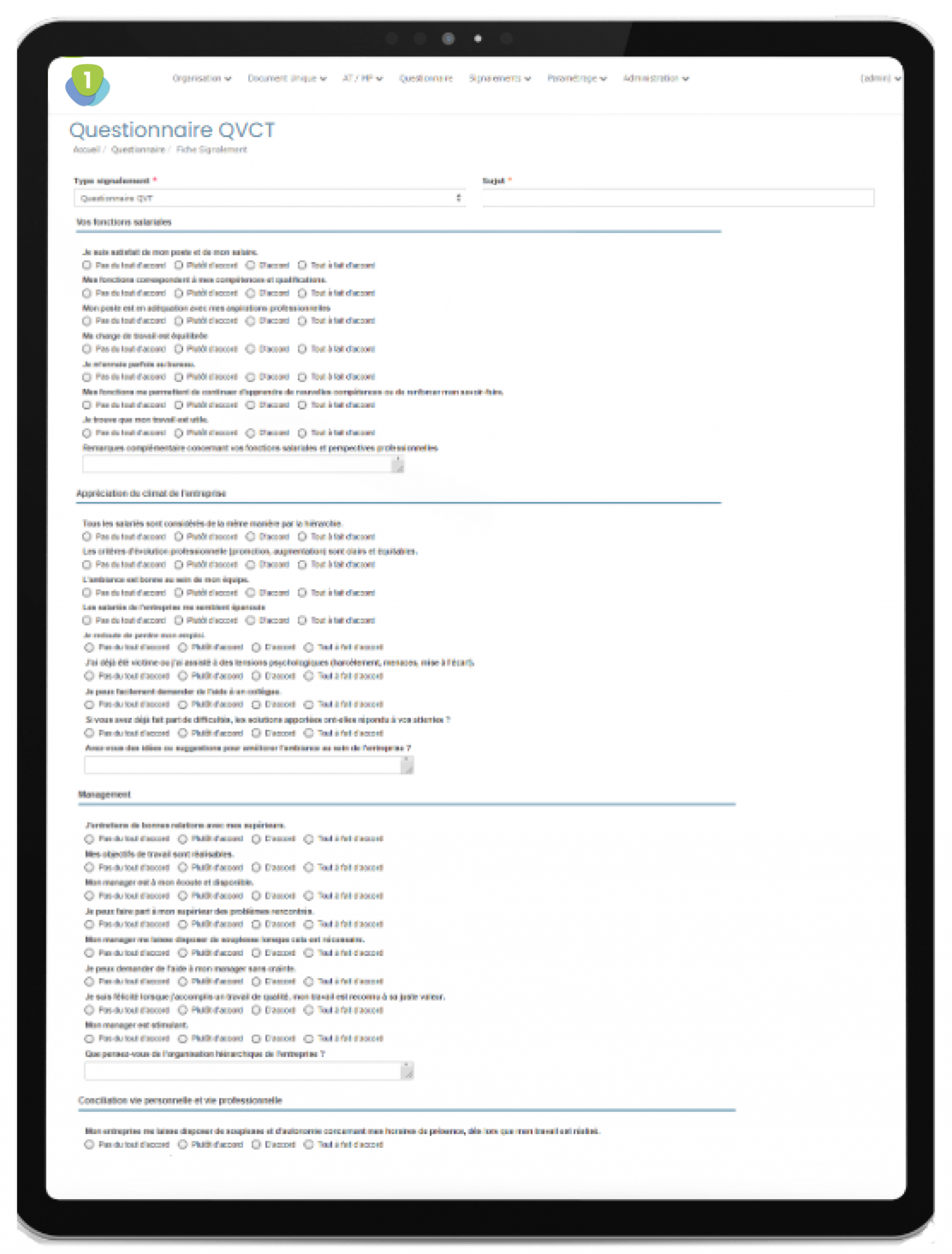 Questionnaire QVCT